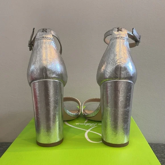 Sam Edelman Yaro Block Heels in Silver Size 8.5 - Picture 5 of 8